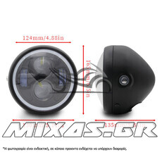 ΦΑΝΑΡΙ ΕΜΠΡΟΣ ΣΤΡΟΓΓΥΛΟ UNIVERSAL ANGEL EYES RETRO STYLE 5.75inch 12v LED ΜΑΥΡΟ MS-PARTS