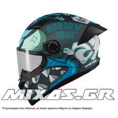 ΚΡΑΝΟΣ AXXIS ΚΛΕΙΣΤΟ (FULLFACE) FENIX ECE 22.6 ANGRY FACE C7 ΜΑΥΡΟ/ΜΠΛΕ ΜΑΤ