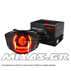ΦΑΝΑΡΙ ΕΜΠΡΟΣ YAMAHA CRYPTON-X 135 LΕD ANGEL EYES 3D ΦΙΜΕ ΚΟΚΚΙΝΟ HYPER-X