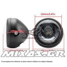 ΦΑΝΑΡΙ ΕΜΠΡΟΣ ΣΤΡΟΓΓΥΛΟ + ΒΑΣΕΙΣ UNIVERSAL ANGEL EYES RETRO STYLE 5.75inch 12v LED ΜΑΥΡΟ MS-PARTS