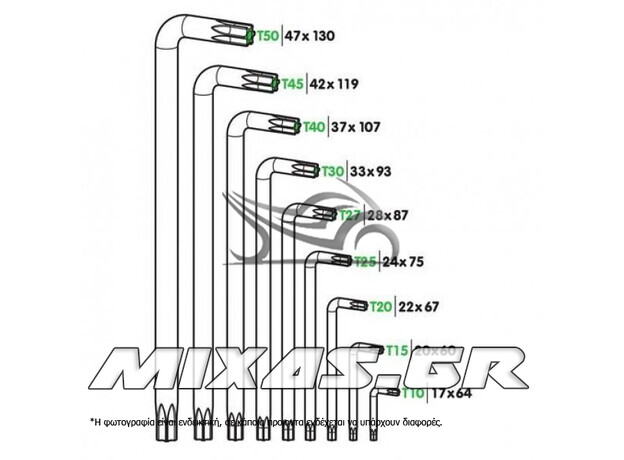 ΑΛΛΕΝ TORX 9ΤΜΧ (T10-T15-T20-T25-T27-T30-T40-T45-T50) LAMPA