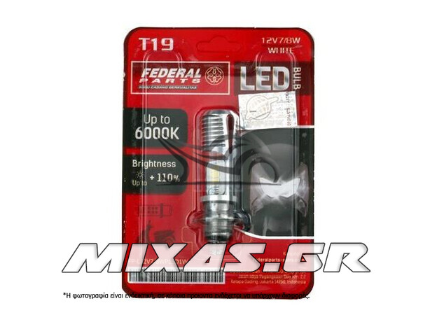 ΛΑΜΠΑ LED 12V T19 LED +110 6000K (ASTREA/C50/GLX) ΛΕΥΚΗ FEDERAL