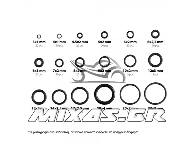 ΛΑΣΤΙΧΑΚΙΑ O-RING ΚΑΣΕΤΙΝΑ 18 ΔΙΑΦΟΡΕΤΙΚΩΝ ΔΙΑΣΤΑΣΕΩΝ 225ΤΕΜ