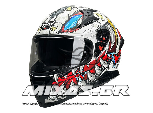ΚΡΑΝΟΣ PILOT SNAKE SV REPTILE-X ΚΛΕΙΣΤΟ (FULLFACE) ΛΕΥΚΟ + ΦΙΜΕ ΖΕΛΑΤΙΝΑ