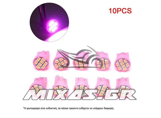 ΛΑΜΠΑ T10 (8 LED) 12V5W ΦΟΥΞΙΑ ROC