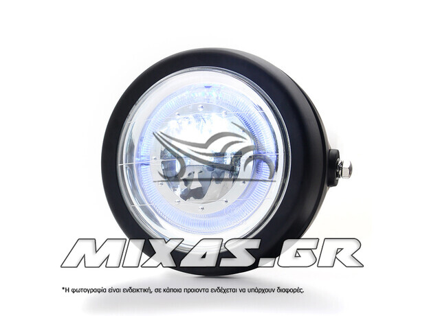 ΦΑΝΑΡΙ ΕΜΠΡΟΣ ΣΤΡΟΓΓΥΛΟ UNIVERSAL ANGEL EYES RETRO STYLE 6.5inch 12v LED ΜΑΥΡΟ MS-PARTS