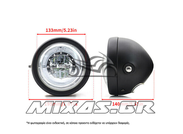 ΦΑΝΑΡΙ ΕΜΠΡΟΣ ΣΤΡΟΓΓΥΛΟ UNIVERSAL ANGEL EYES RETRO STYLE 6.5inch 12v LED ΜΑΥΡΟ MS-PARTS
