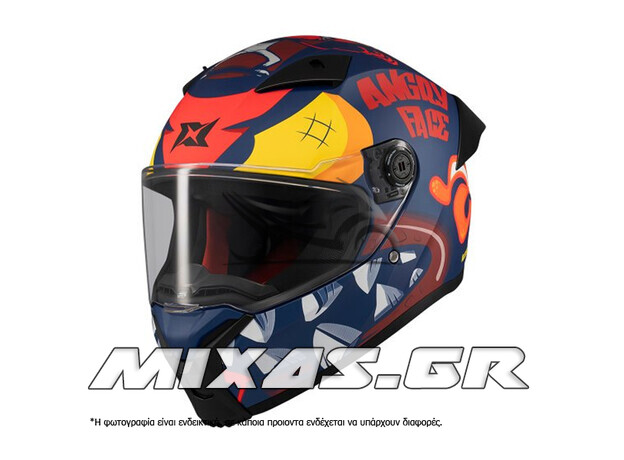 ΚΡΑΝΟΣ AXXIS ΚΛΕΙΣΤΟ (FULLFACE) FENIX ECE 22.6 ANGRY FACE C5 ΜΑΥΡΟ/ΚΟΚΚΙΝΟ ΜΑΤ