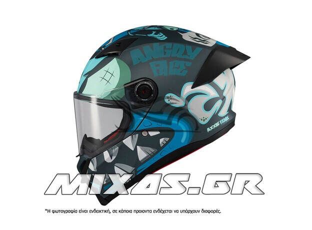 ΚΡΑΝΟΣ AXXIS ΚΛΕΙΣΤΟ (FULLFACE) FENIX ECE 22.6 ANGRY FACE C7 ΜΑΥΡΟ/ΜΠΛΕ ΜΑΤ