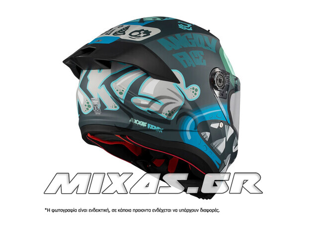 ΚΡΑΝΟΣ AXXIS ΚΛΕΙΣΤΟ (FULLFACE) FENIX ECE 22.6 ANGRY FACE C7 ΜΑΥΡΟ/ΜΠΛΕ ΜΑΤ