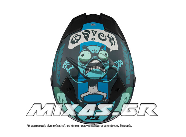 ΚΡΑΝΟΣ AXXIS ΚΛΕΙΣΤΟ (FULLFACE) FENIX ECE 22.6 ANGRY FACE C7 ΜΑΥΡΟ/ΜΠΛΕ ΜΑΤ