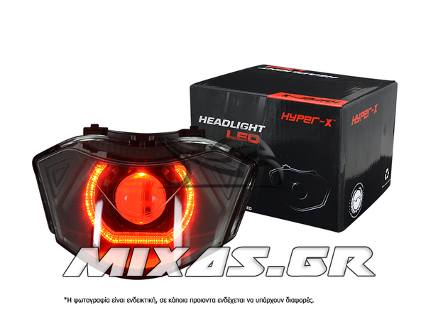 ΦΑΝΑΡΙ ΕΜΠΡΟΣ YAMAHA CRYPTON-X 135 LΕD ANGEL EYES 3D ΦΙΜΕ ΚΟΚΚΙΝΟ HYPER-X