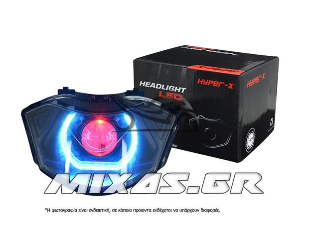 ΦΑΝΑΡΙ ΕΜΠΡΟΣ YAMAHA CRYPTON-X 135 LΕD ANGEL EYES 3D ΦΙΜΕ ΜΠΛΕ HYPER-X