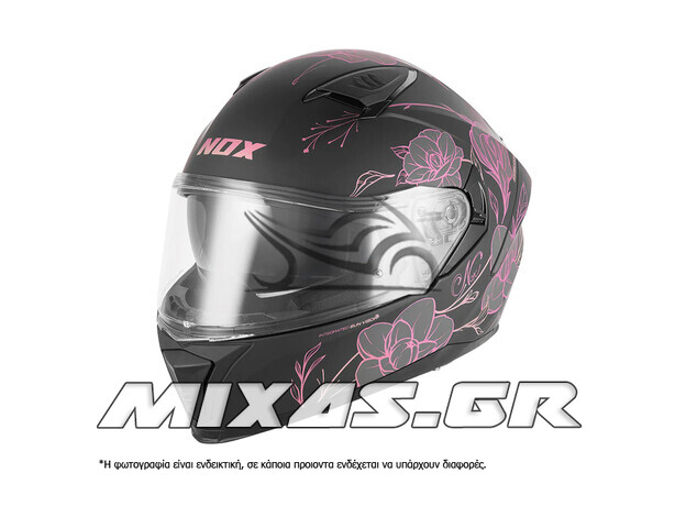 ΚΡΑΝΟΣ NOX ΚΛΕΙΣΤΟ (FULLFACE) SPRING N402 ECE 22.06 ΜΑΥΡΟ/ΡΟΖ ΜΑΤ