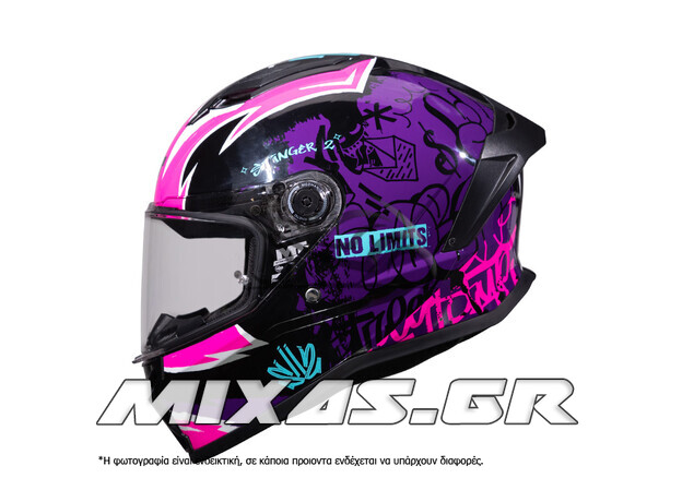 ΚΡΑΝΟΣ MT ΚΛΕΙΣΤΟ (FULLFACE) STINGER 2 ECE 22.06 TAGGER B8 ΜΑΥΡΟ/ΜΩΒ